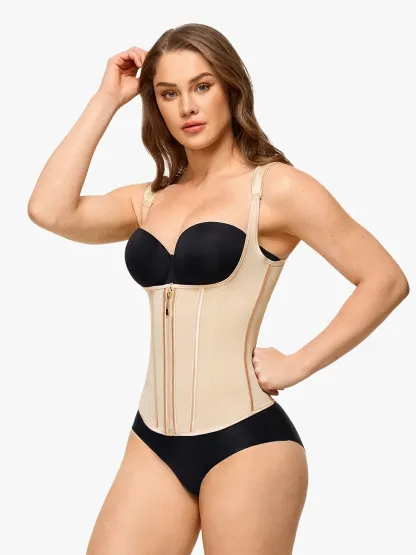Open Bust Zipper Waist Trainer Vest