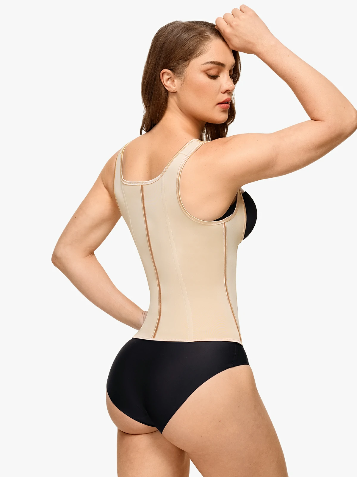Open Bust Zipper Waist Trainer Vest