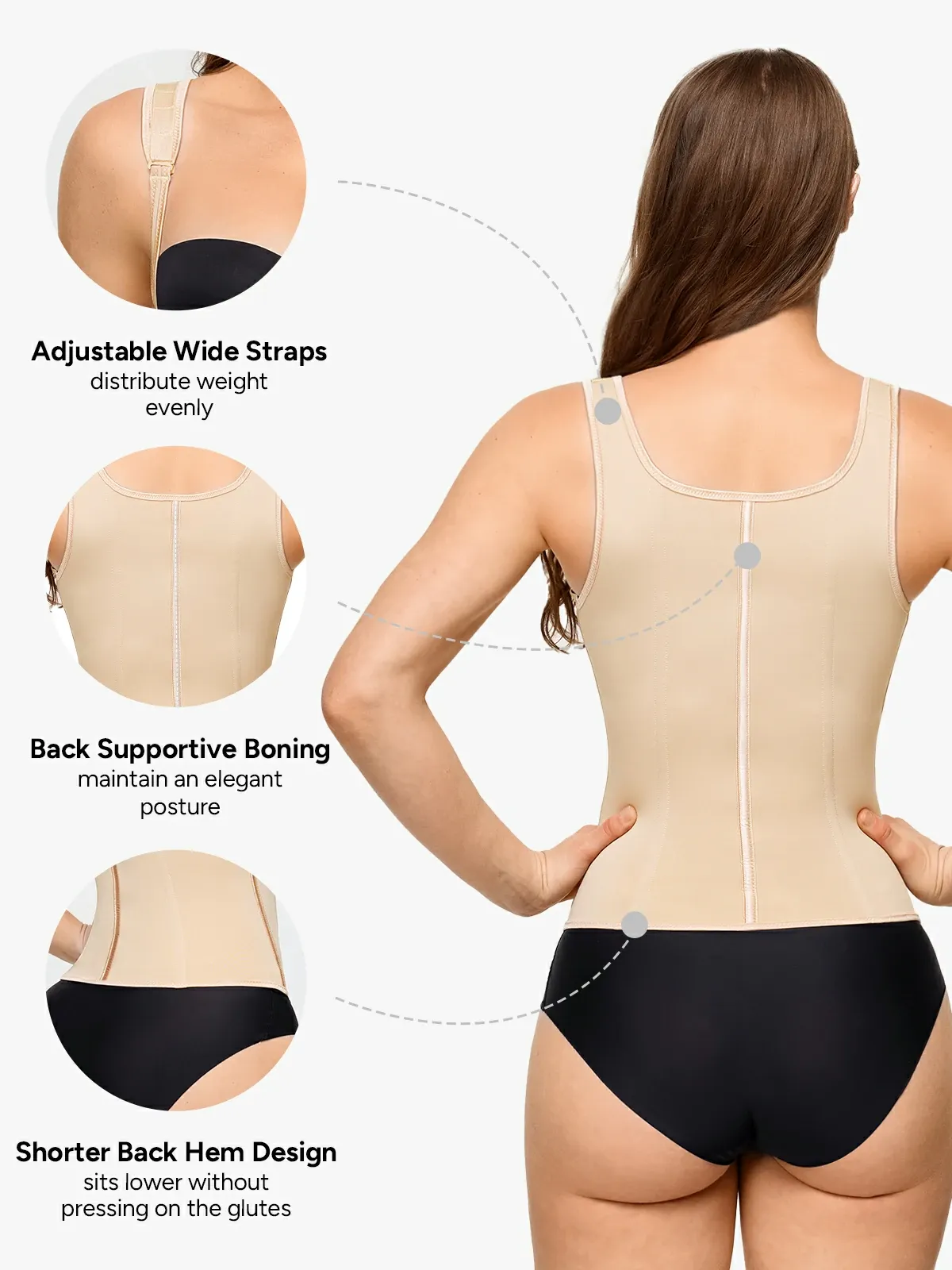 Open Bust Zipper Waist Trainer Vest