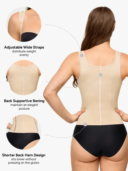 Open Bust Zipper Waist Trainer Vest