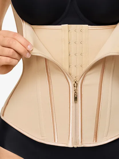 Open Bust Zipper Waist Trainer Vest