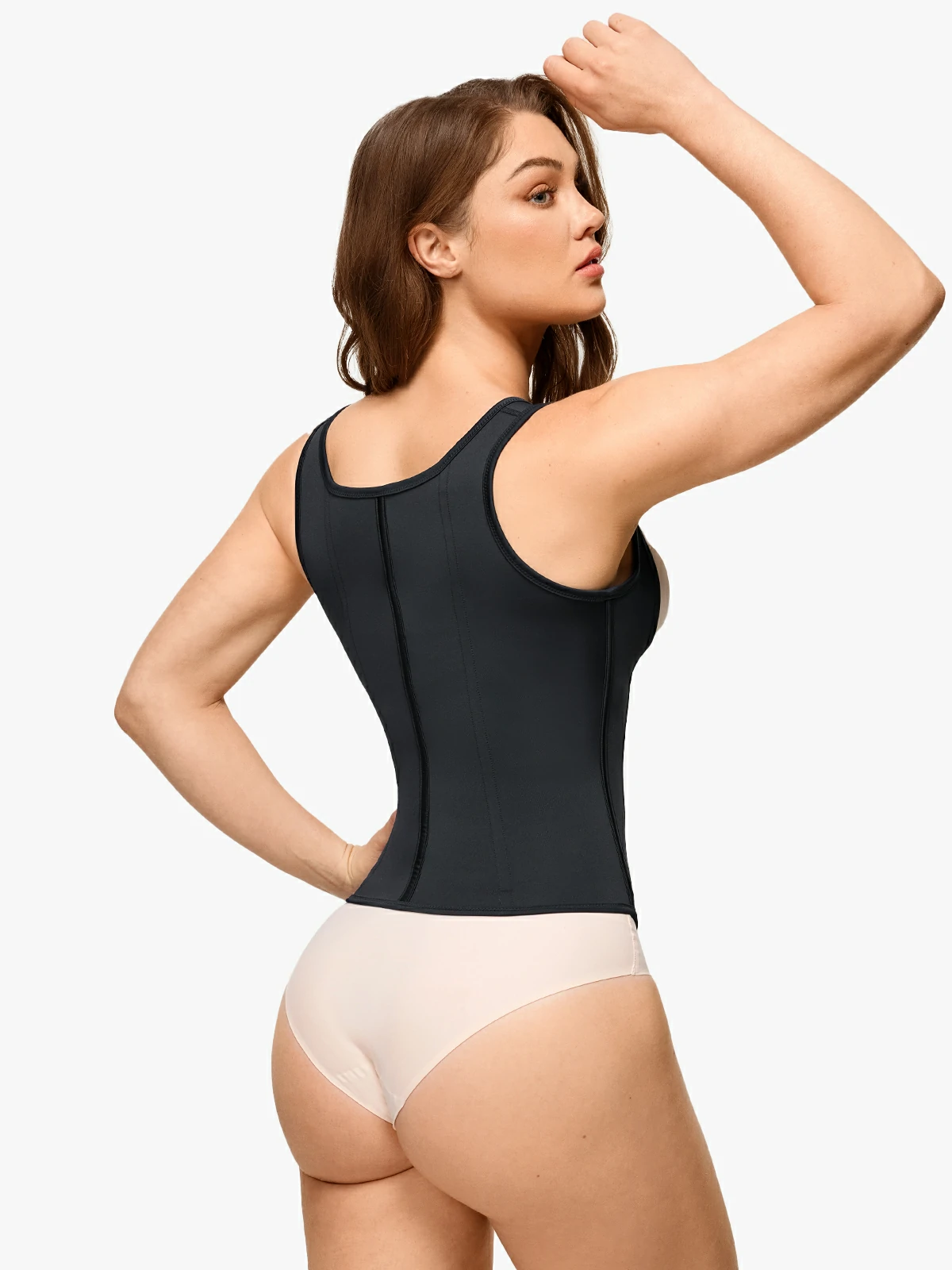 Open Bust Zipper Waist Trainer Vest