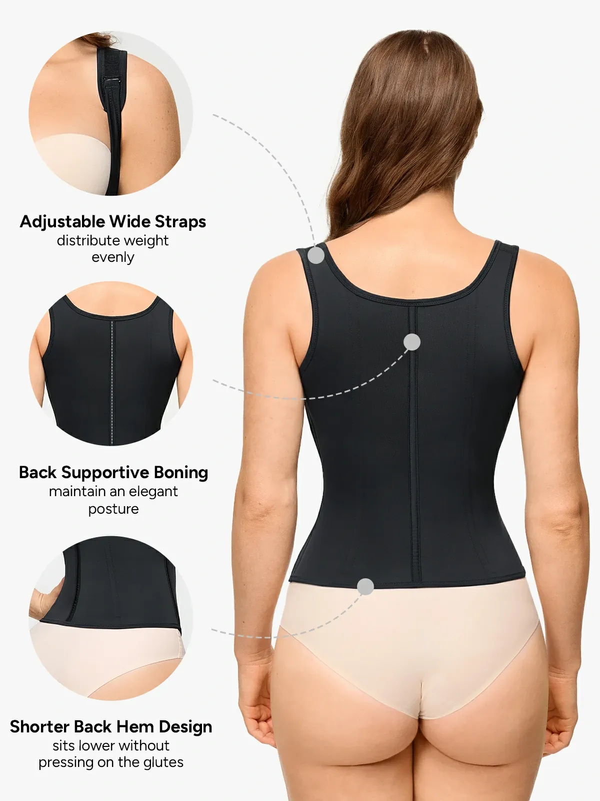 Open Bust Zipper Waist Trainer Vest