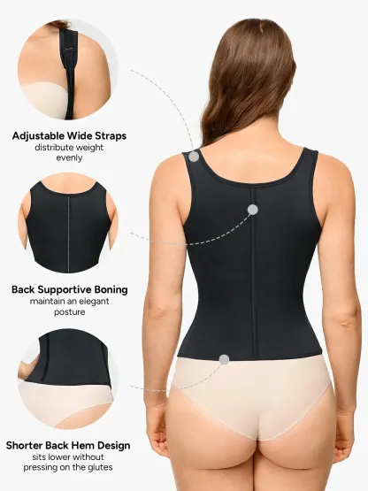 Open Bust Zipper Waist Trainer Vest