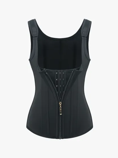 Open Bust Zipper Waist Trainer Vest