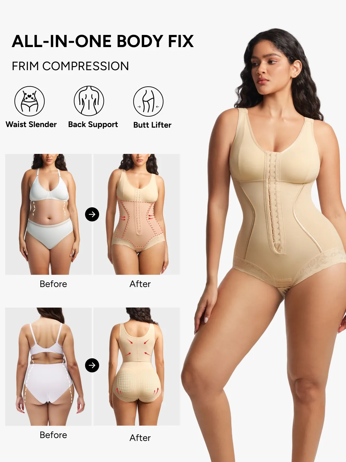 Women Adjustable Tummy Control Butt Lifting Bodysuit