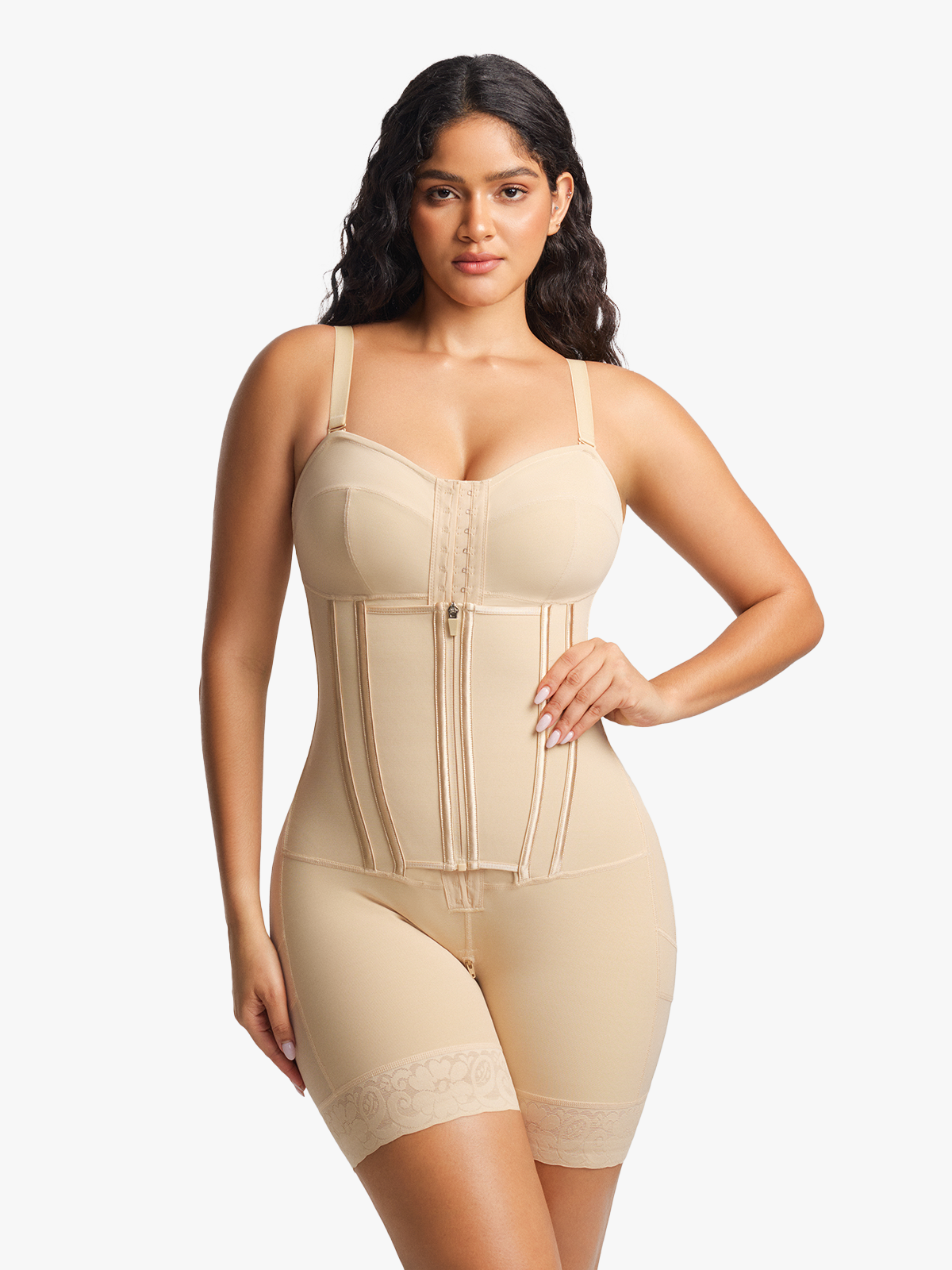 Firm Tummy Control Crotch Opening Mid Thigh Bodysuits
