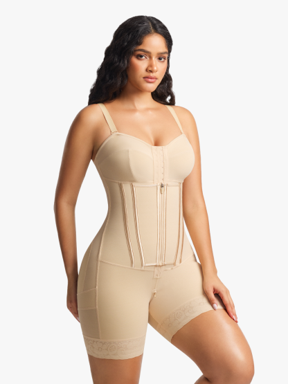 Firm Tummy Control Crotch Opening Mid Thigh Bodysuits