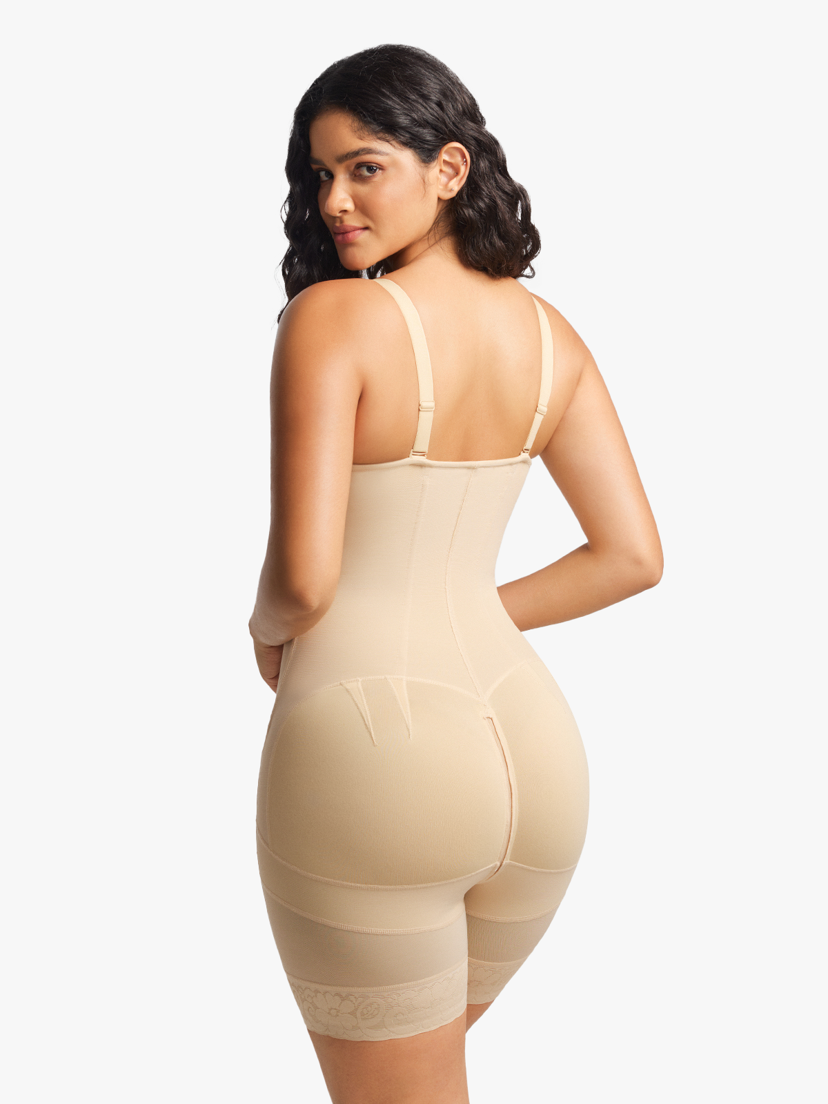 Firm Tummy Control Crotch Opening Mid Thigh Bodysuits