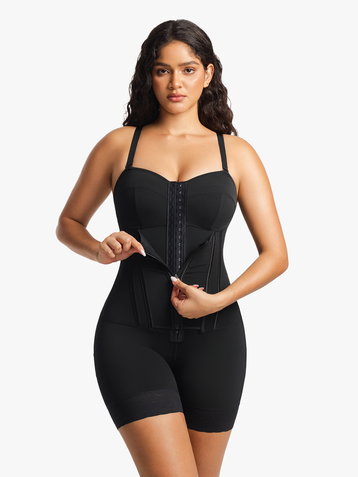 Firm Tummy Control Crotch Opening Mid Thigh Bodysuits
