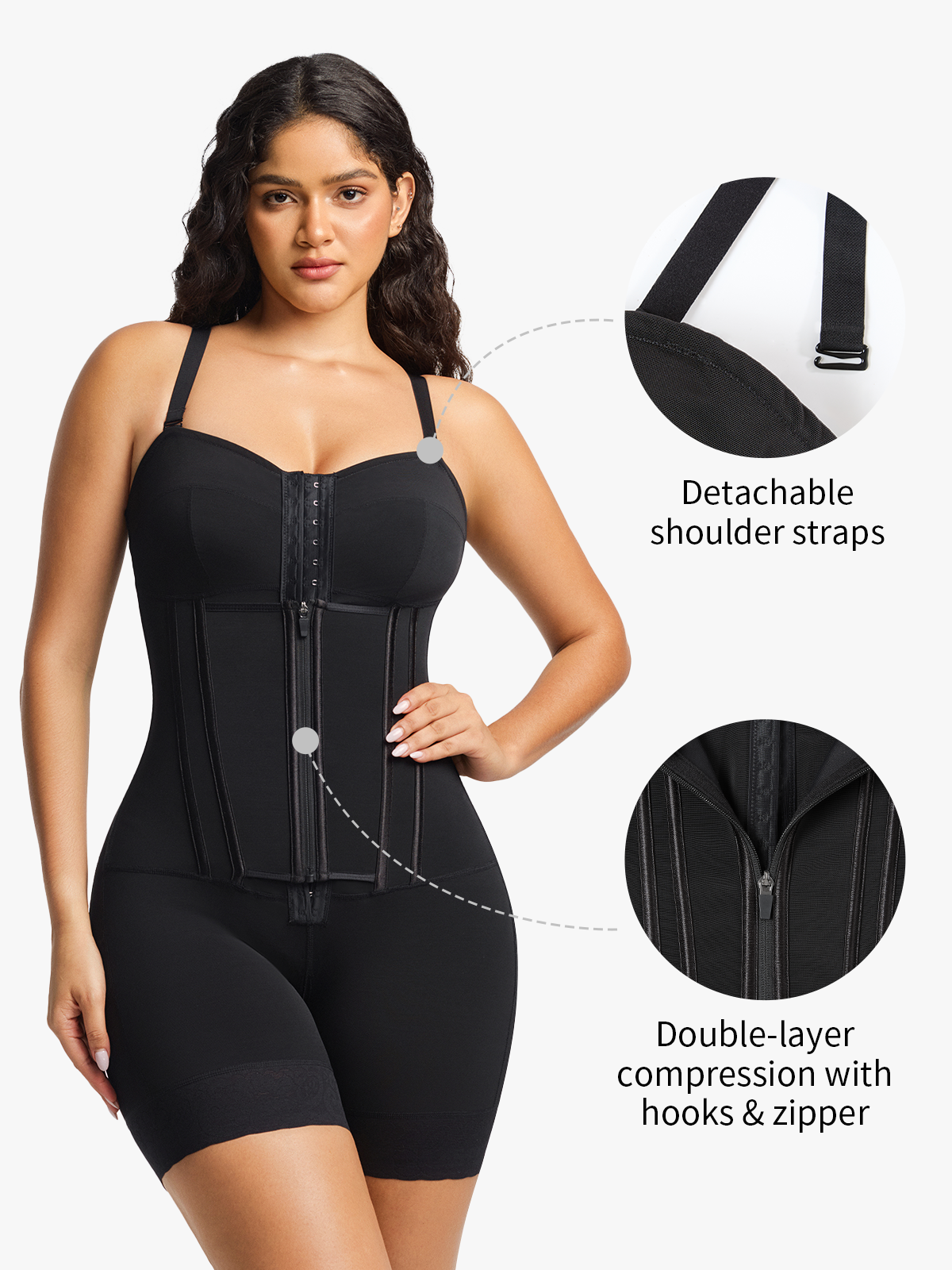 Firm Tummy Control Crotch Opening Mid Thigh Bodysuits