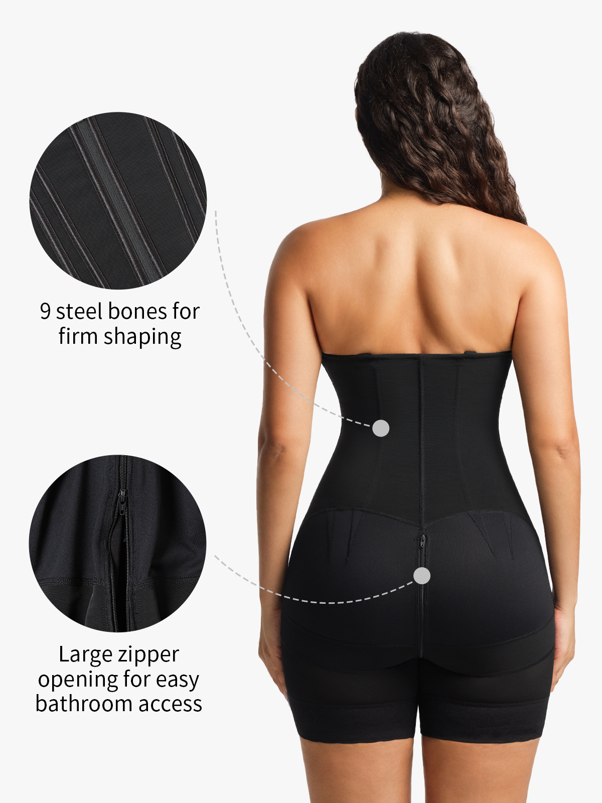 Firm Tummy Control Crotch Opening Mid Thigh Bodysuits