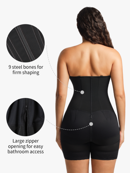 Firm Tummy Control Crotch Opening Mid Thigh Bodysuits