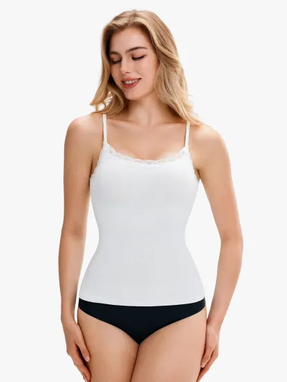 Women Seamless Lace Trimmed Tummy Control Cami Top