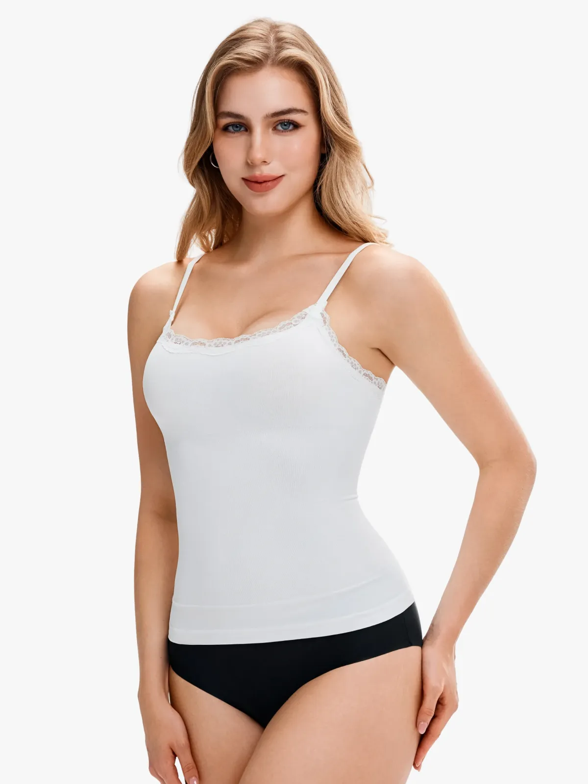 Women Seamless Lace Trimmed Tummy Control Cami Top