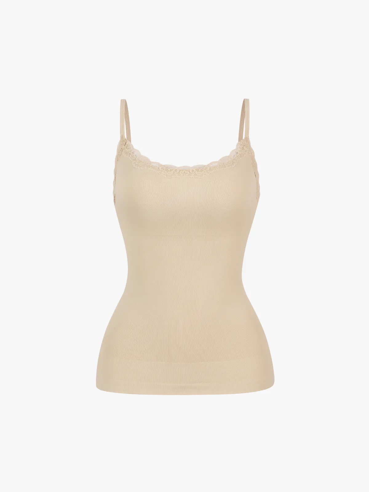 Women Seamless Lace Trimmed Tummy Control Cami Top