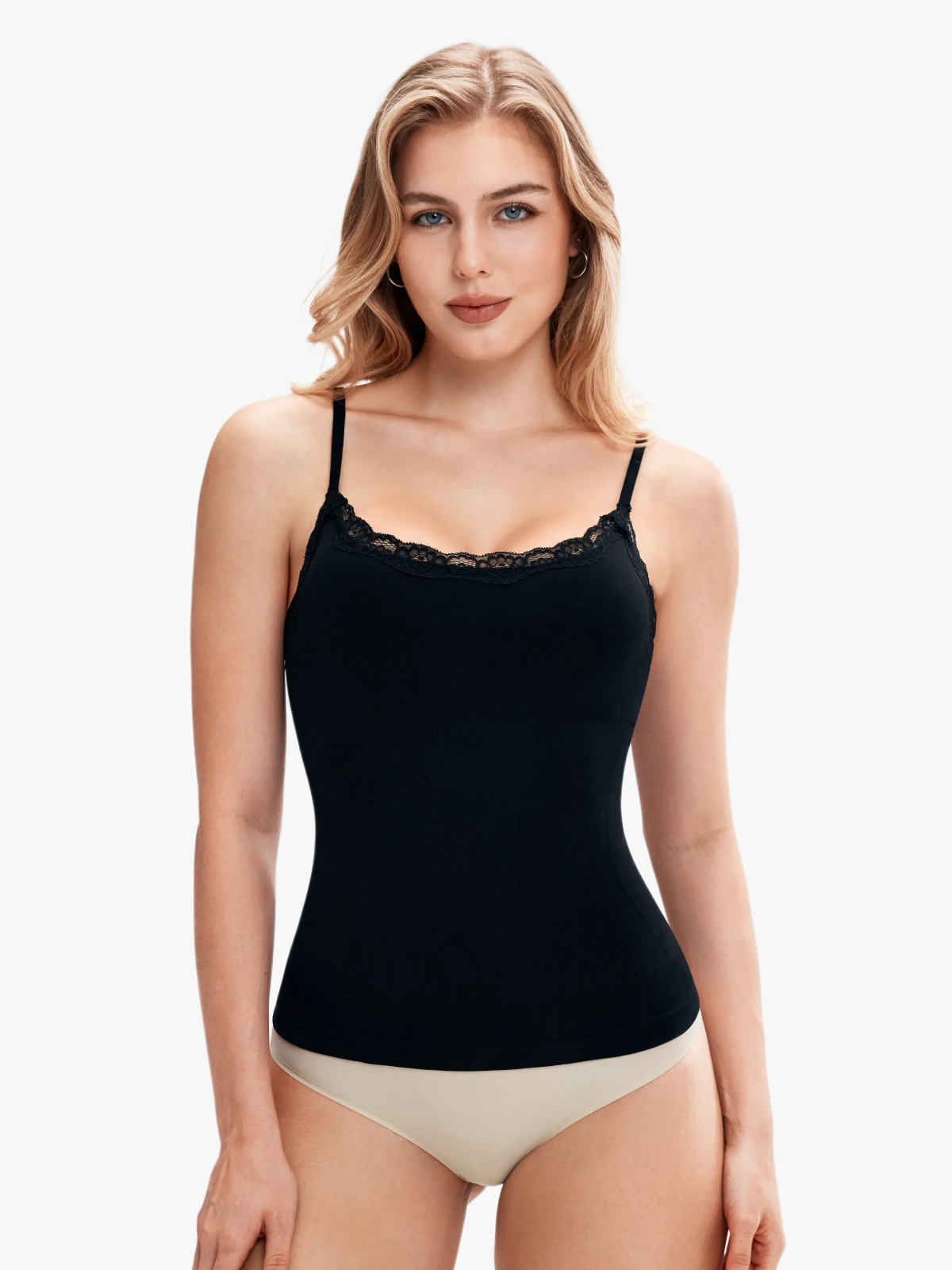 Women Seamless Lace Trimmed Tummy Control Cami Top