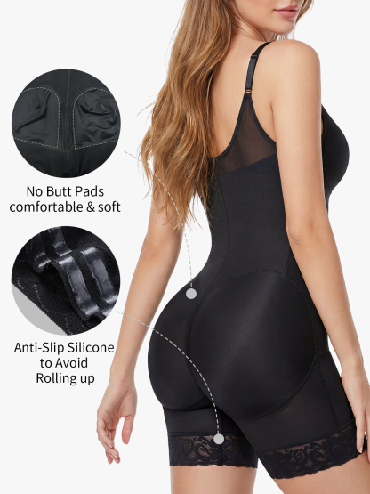 Mesh Front Zipper Mid-Thigh Bodysuit