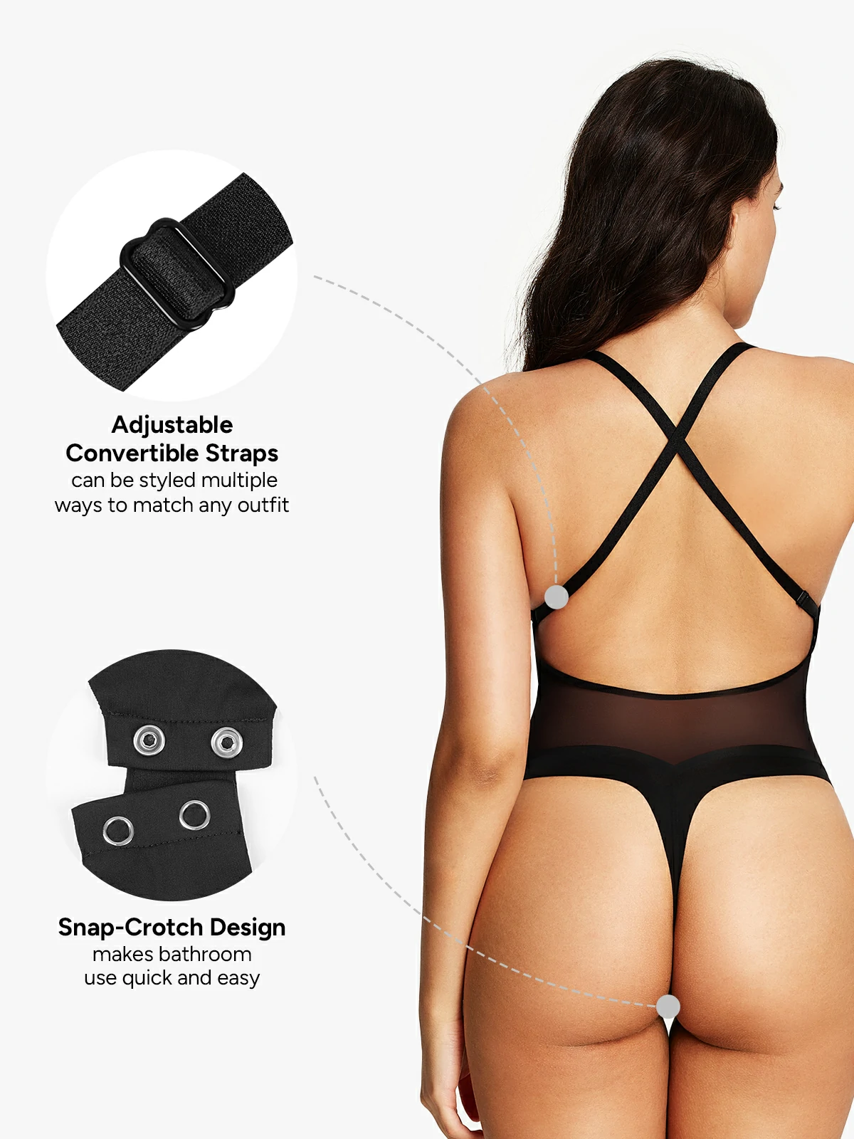 Plunge Low-Back Cami Thong Bodysuit