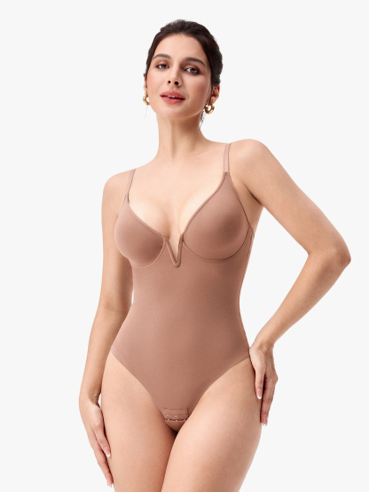 Uderwire Support Tummy Control Crotch Opening Thong Bodysuit