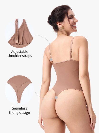 Uderwire Support Tummy Control Crotch Opening Thong Bodysuit