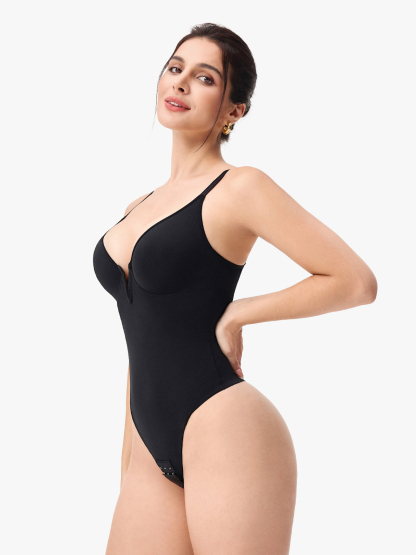 Uderwire Support Tummy Control Crotch Opening Thong Bodysuit