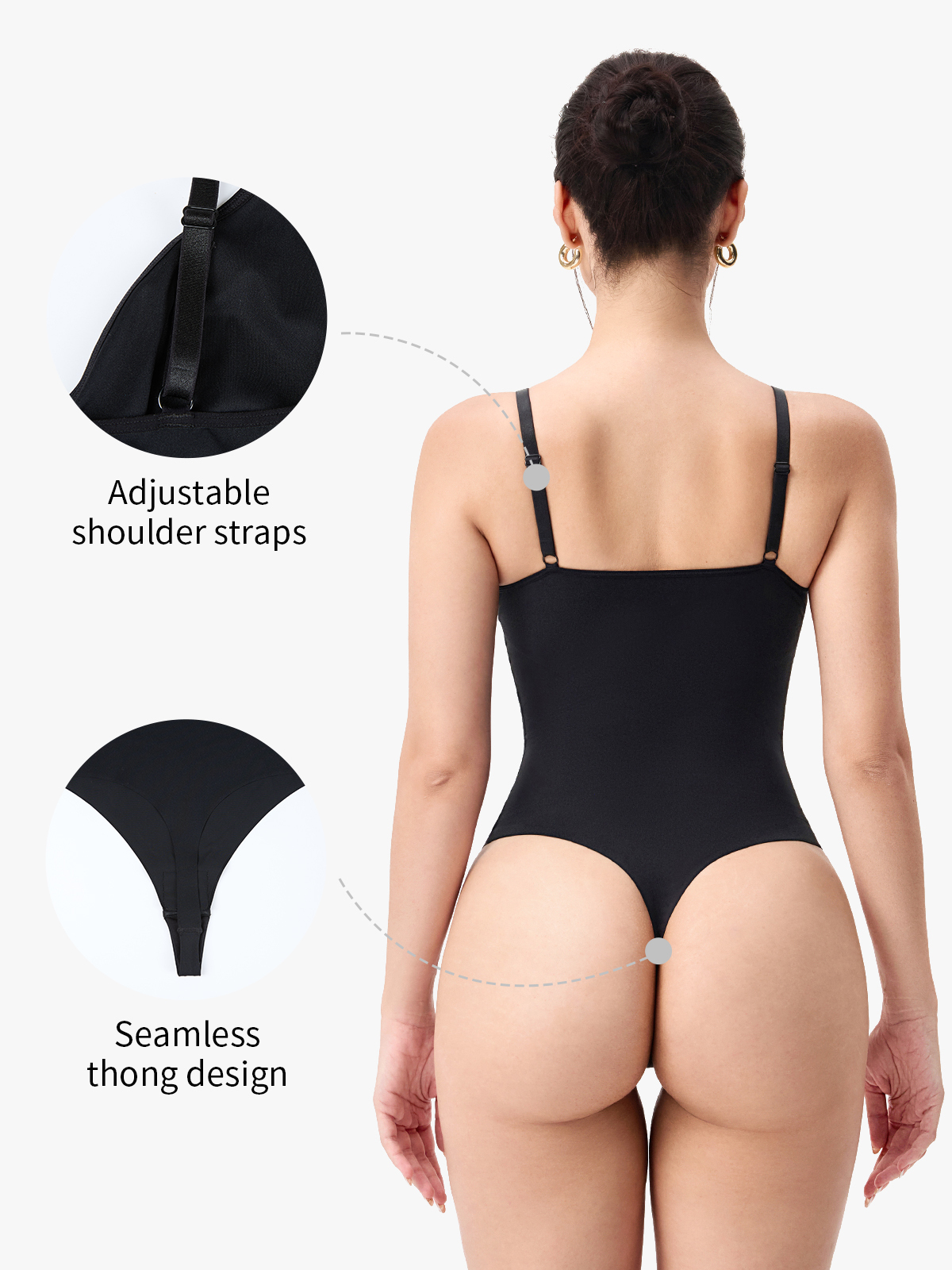 Uderwire Support Tummy Control Crotch Opening Thong Bodysuit