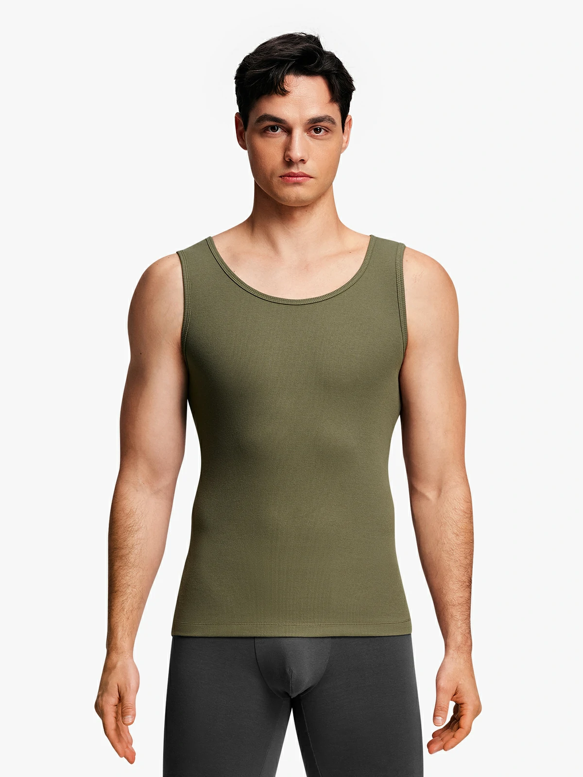 Ribbed Breathable Round Neck Tank Top