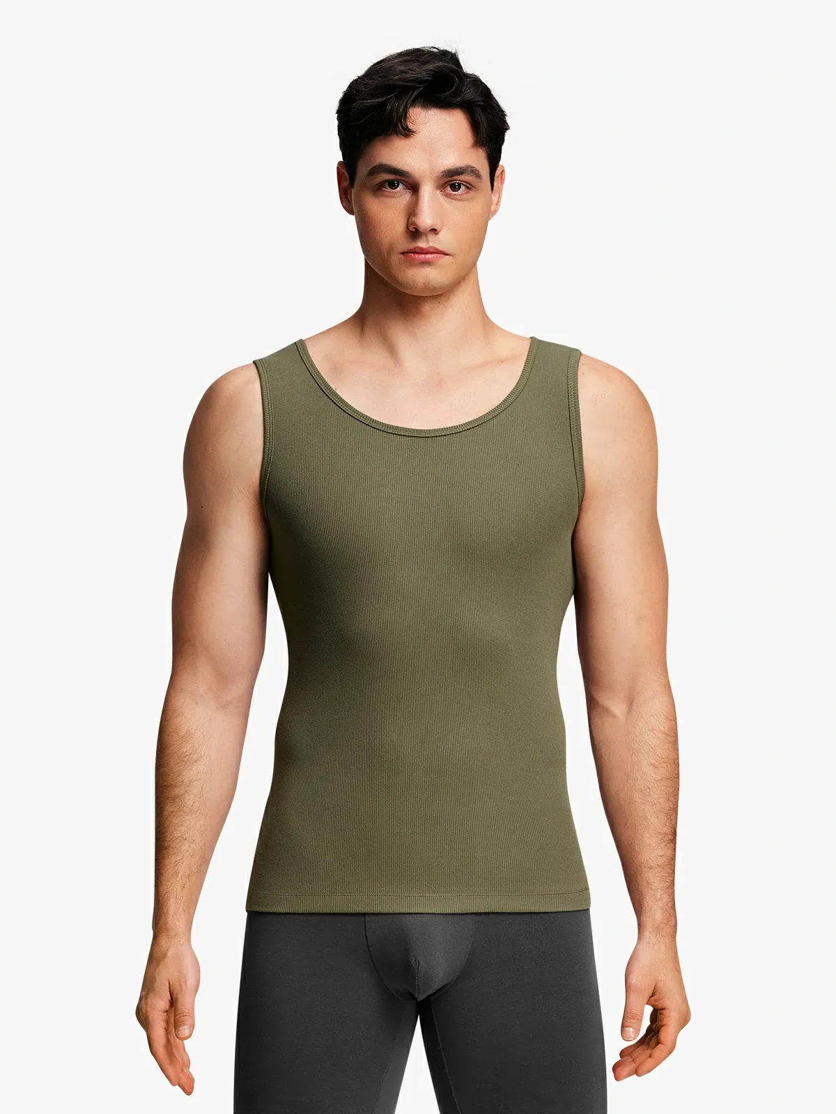 Ribbed Breathable Round Neck Tank Top