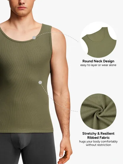 Ribbed Breathable Round Neck Tank Top