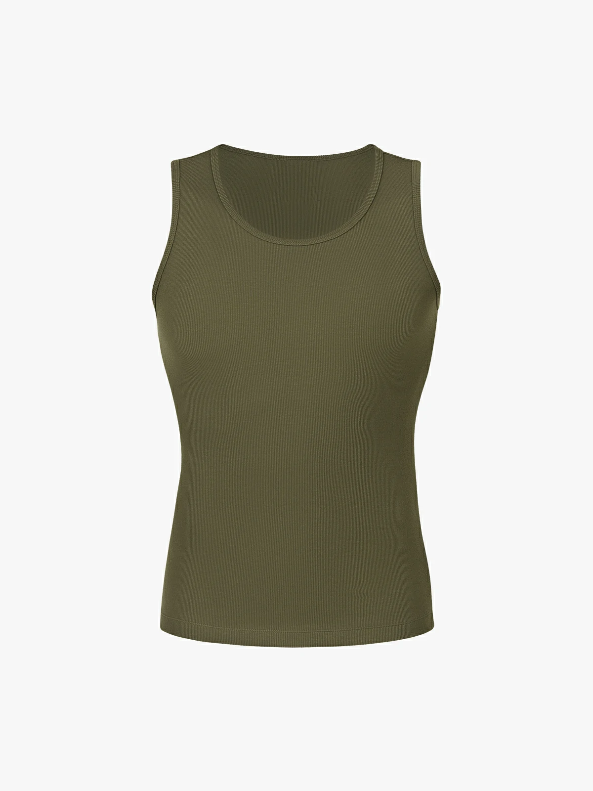 Ribbed Breathable Round Neck Tank Top