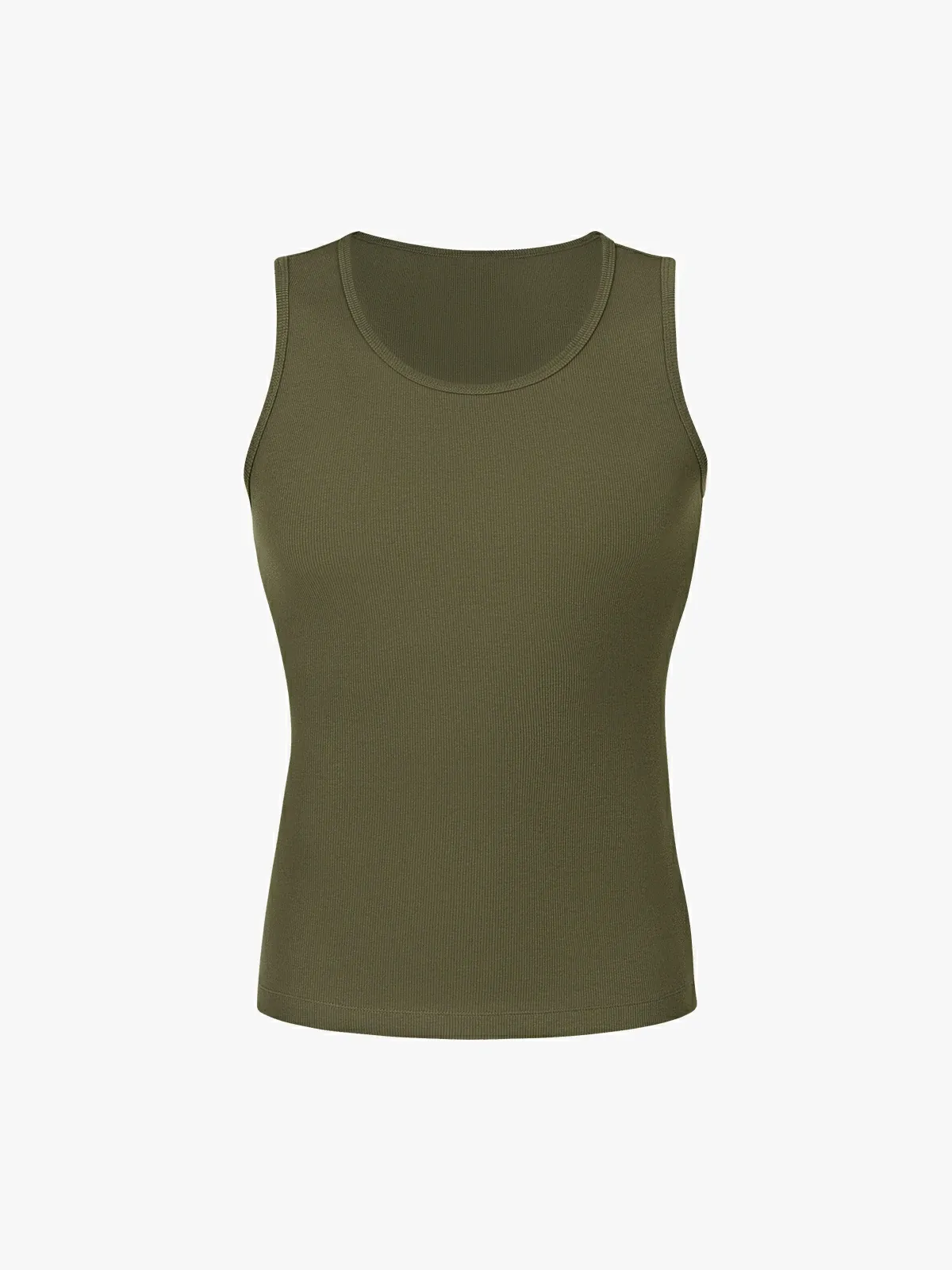 Ribbed Breathable Round Neck Tank Top