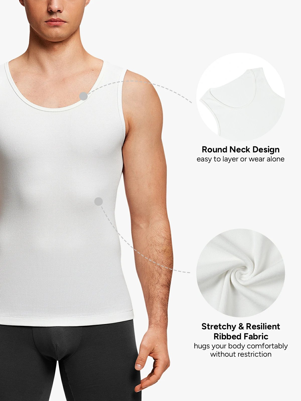 Ribbed Breathable Round Neck Tank Top