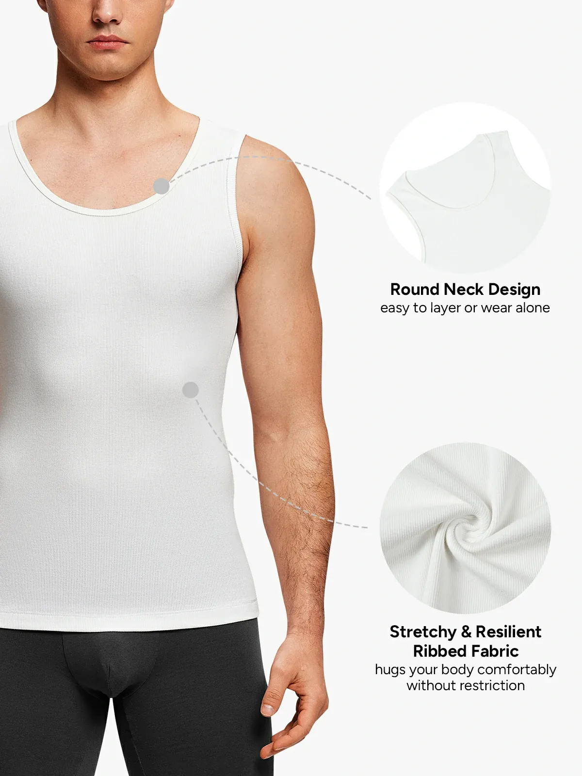 Ribbed Breathable Round Neck Tank Top