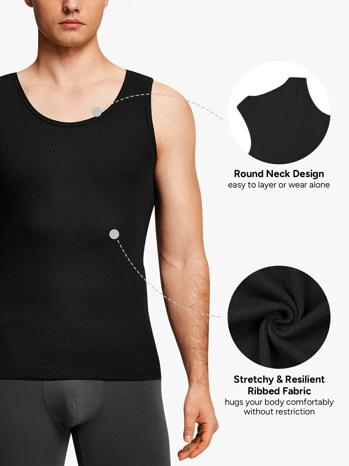 Ribbed Breathable Round Neck Tank Top