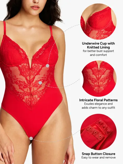 Lace Underwire Thong Bodysuit
