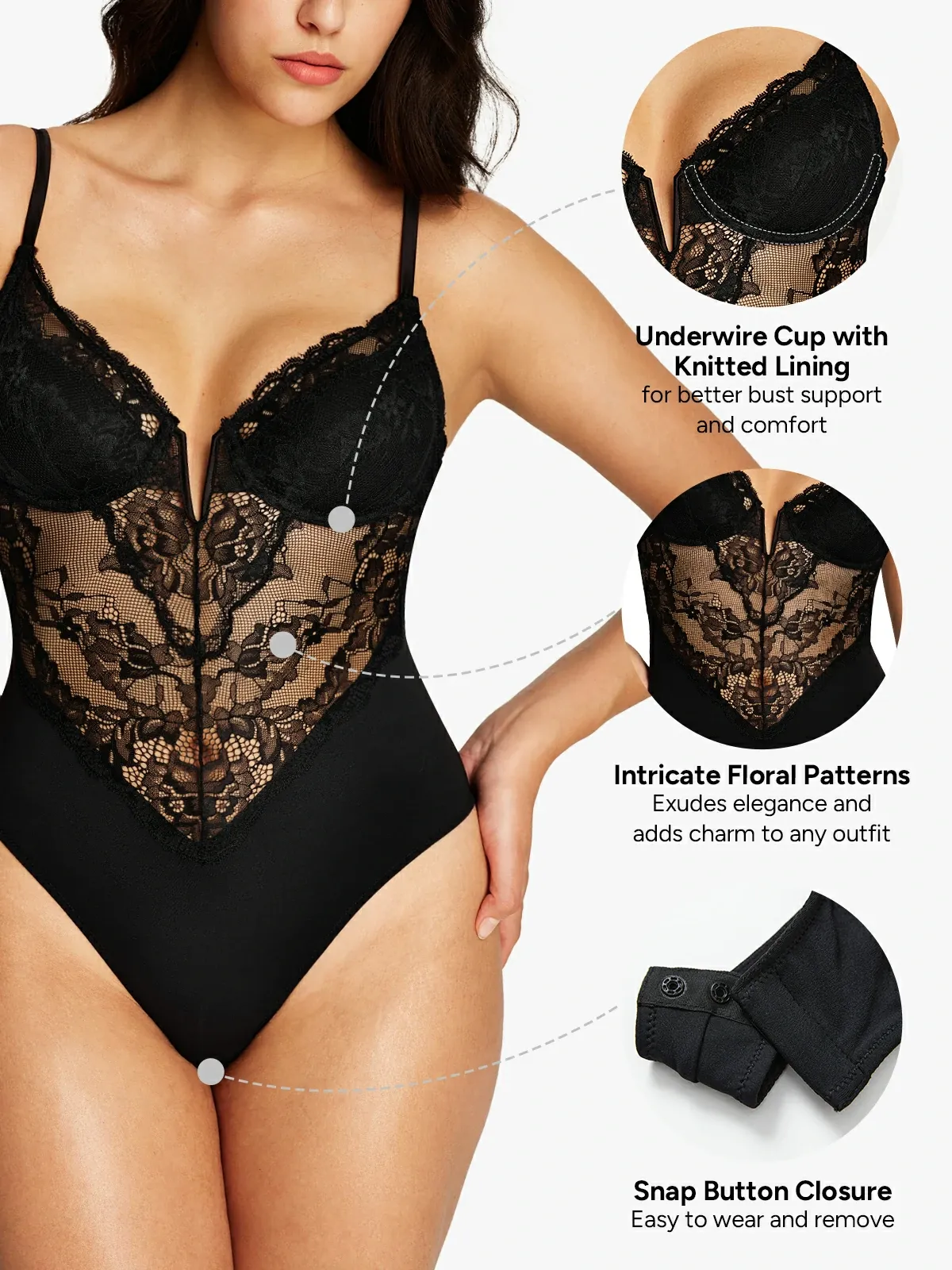 Lace Underwire Thong Bodysuit