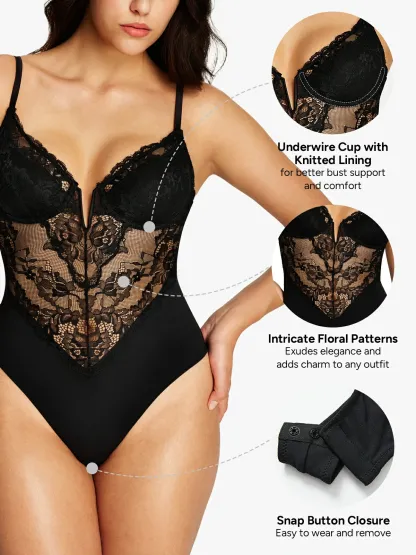 Lace Underwire Thong Bodysuit