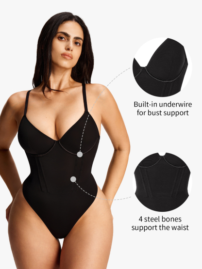 Mesh Plunge Crotch Opening Thong Bodysuit