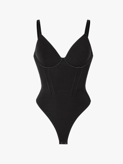 Mesh Plunge Crotch Opening Thong Bodysuit