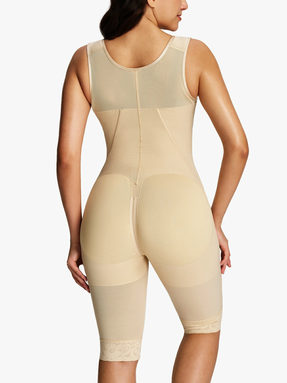 Mesh Open Bust Tummy Control Capri Bodysuit