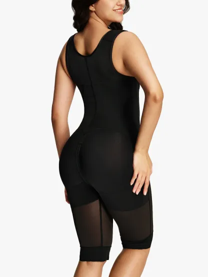 Mesh Open Bust Tummy Control Capri Bodysuit