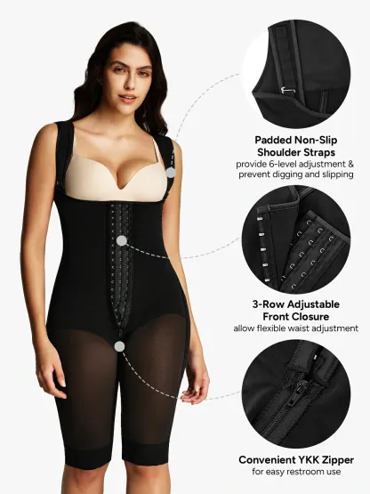 Mesh Open Bust Tummy Control Capri Bodysuit