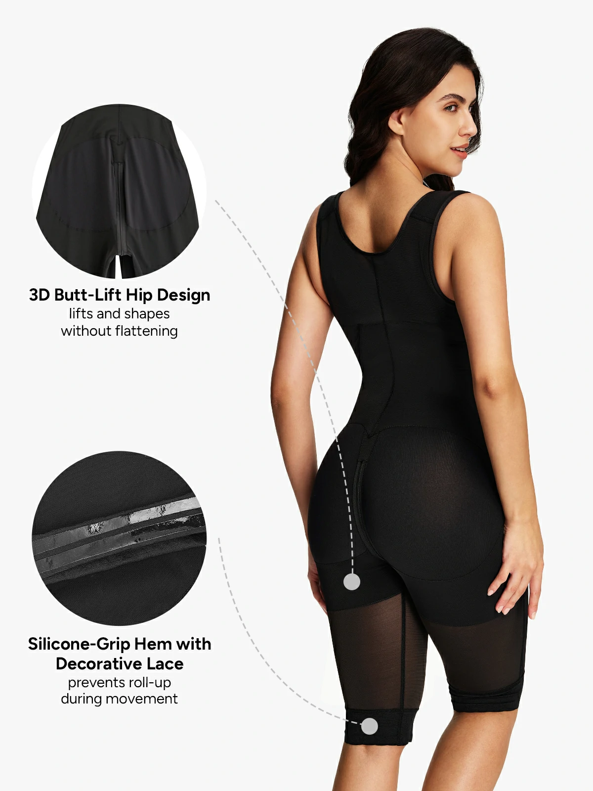 Mesh Open Bust Tummy Control Capri Bodysuit