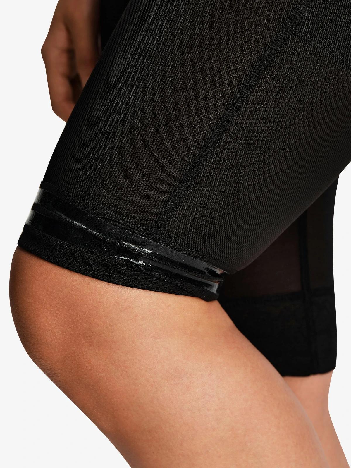 Mesh Open Bust Tummy Control Capri Bodysuit