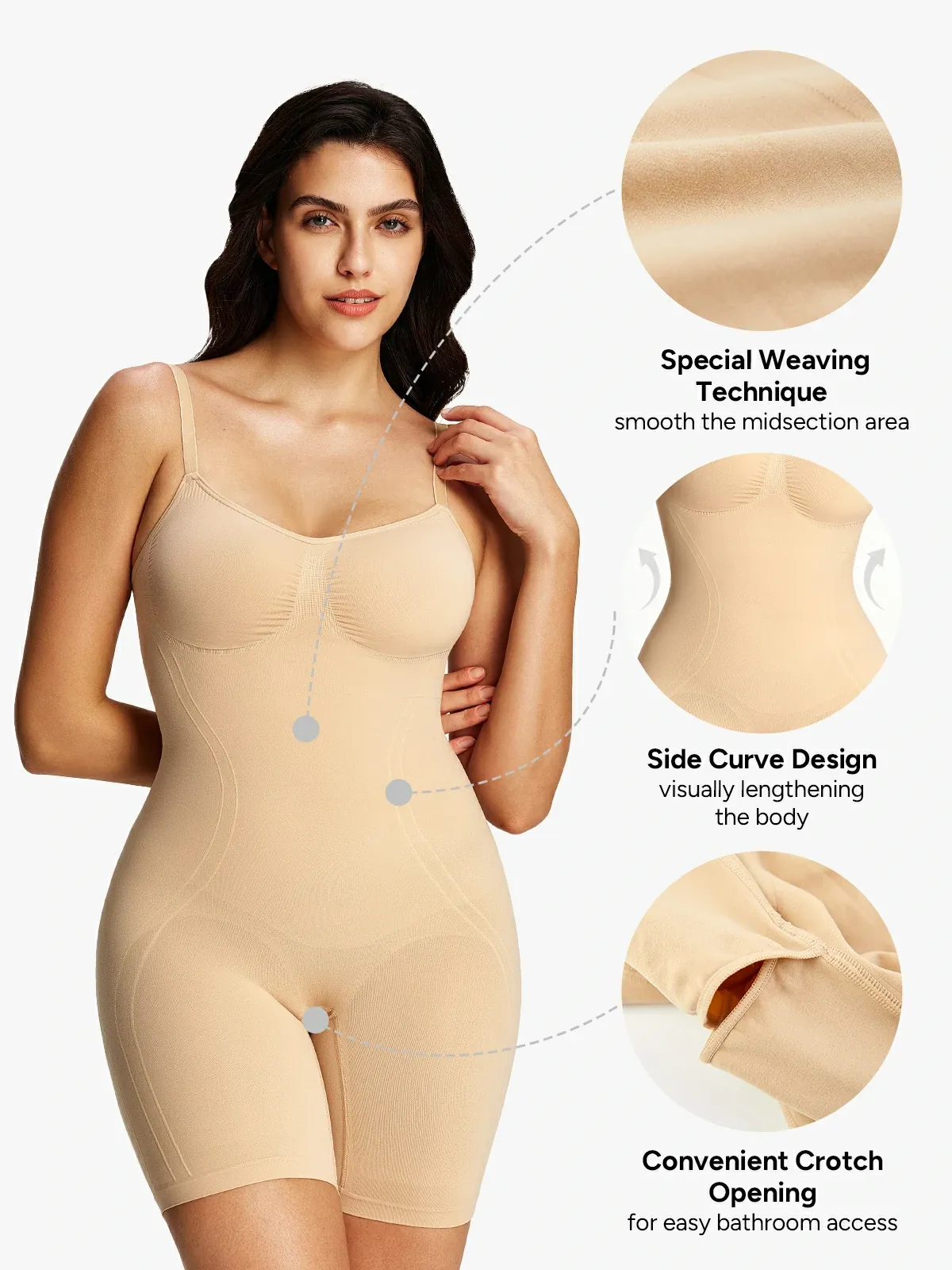 Seamless Tummy Control Cami Mid-Thigh Bodysuit