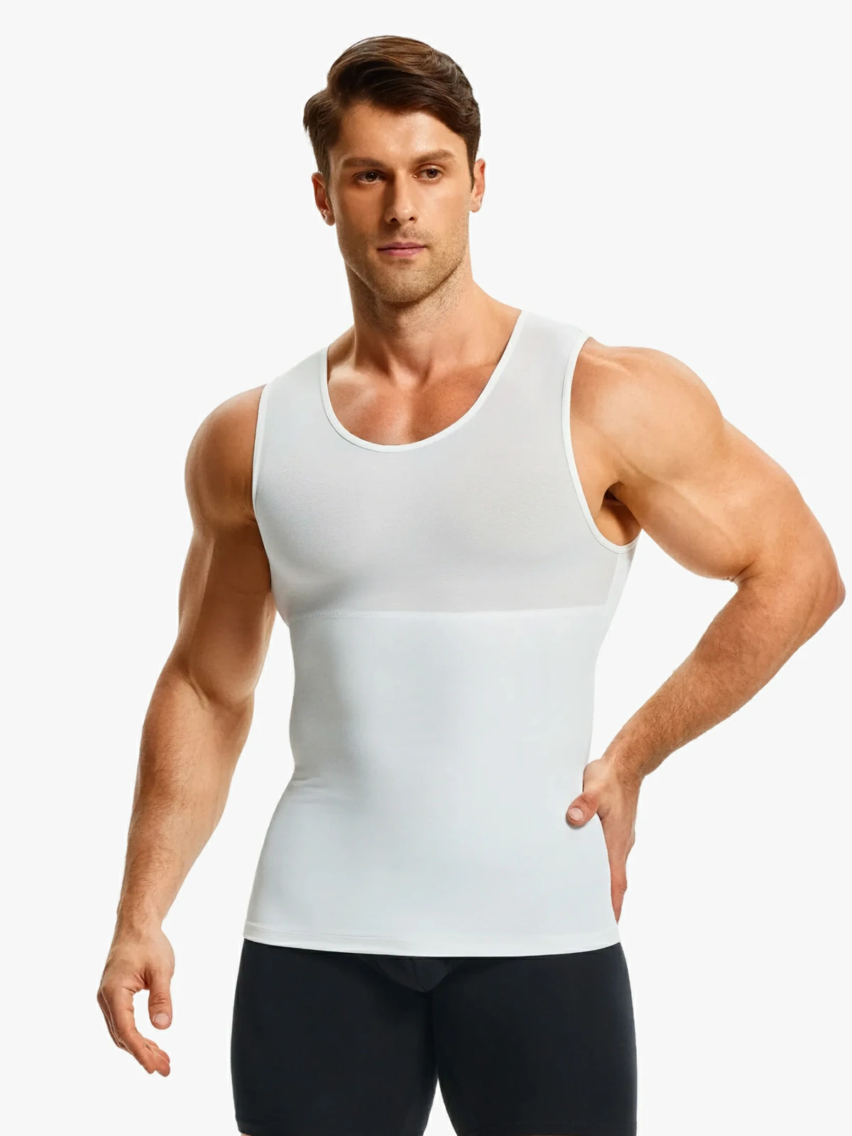 Men's Sleeveless Compression Shirt Tummy Control Mesh Tank Top Body Shaper Vest