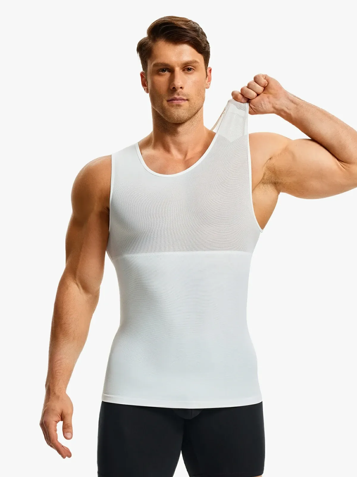 Men's Sleeveless Compression Shirt Tummy Control Mesh Tank Top Body Shaper Vest