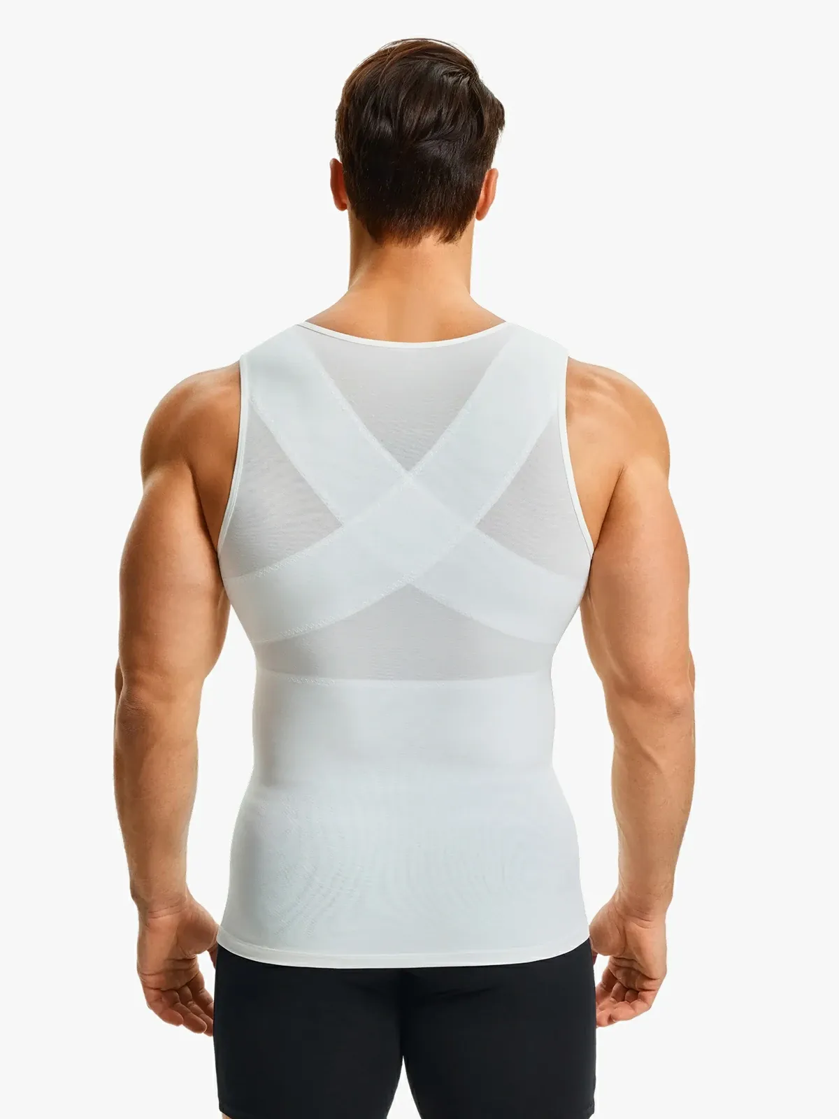 Men's Sleeveless Compression Shirt Tummy Control Mesh Tank Top Body Shaper Vest
