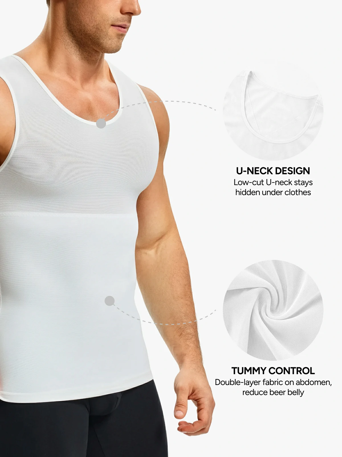 Men's Sleeveless Compression Shirt Tummy Control Mesh Tank Top Body Shaper Vest